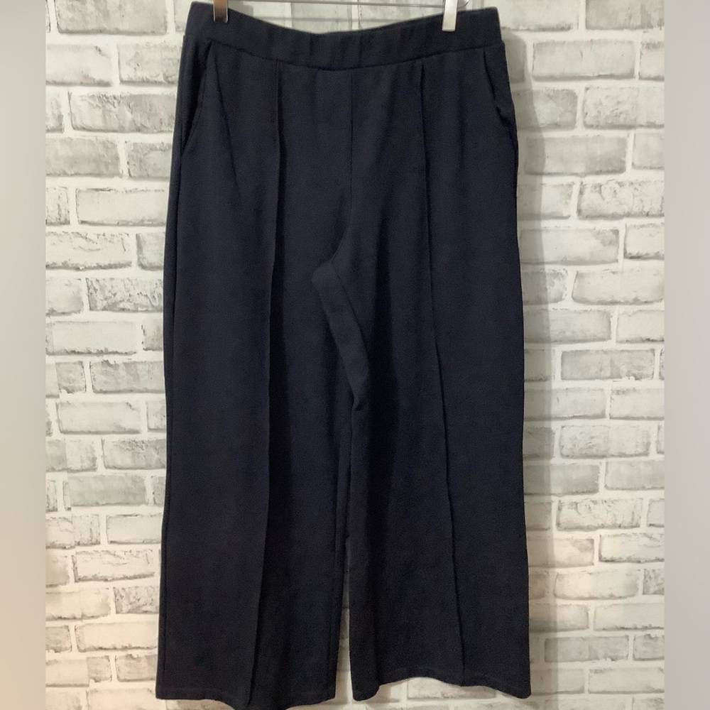 Saint + Sofia Size 14 high waist Wide Leg Navy Pants (0233)